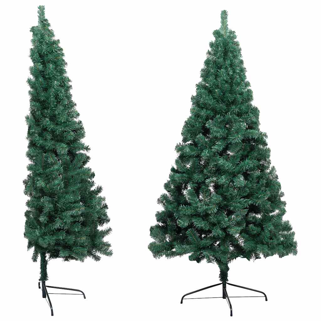 Albero di Natale a Metà Preilluminato con Palline Verde 180 cm 3077651