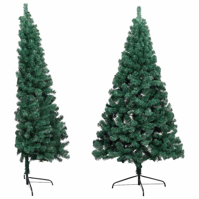 Albero di Natale a Metà Preilluminato con Palline Verde 180 cm 3077651