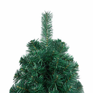 Albero di Natale a Metà Preilluminato con Palline Verde 180 cm 3077651