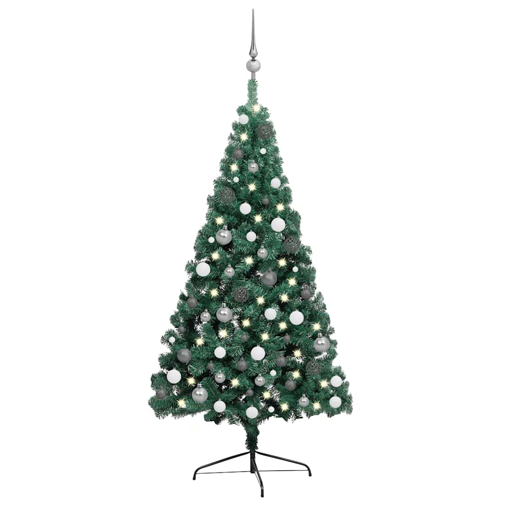 Set Albero Natale Artificiale a MetÃ  LED e Palline Verde 240cm  cod mxl 17225