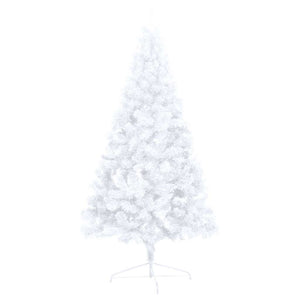 Albero di Natale a Metà Preilluminato con Palline Bianco 150 cm 3077655