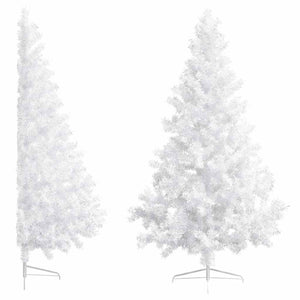 Albero di Natale a Metà Preilluminato con Palline Bianco 180 cm 3077656