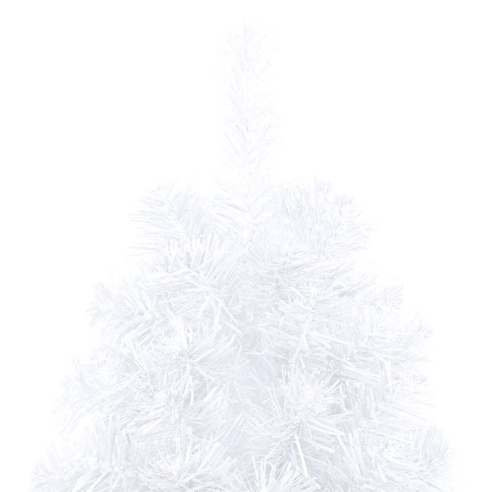 Albero di Natale a Metà Preilluminato con Palline Bianco 180 cm 3077656