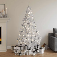 Albero di Natale a Metà Preilluminato con Palline Bianco 180 cm 3077656