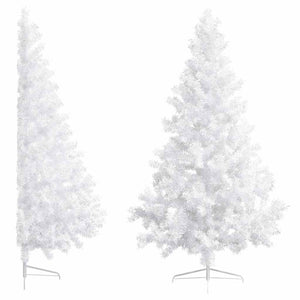 Albero di Natale a Metà Preilluminato con Palline Bianco 210 cm 3077657