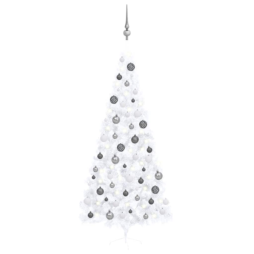 Set Albero Natale Artificiale a MetÃ  LED Palline Bianco 240cm  cod mxl 26308