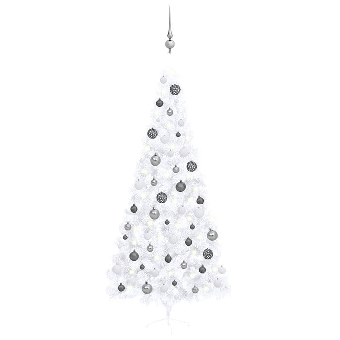 Set Albero Natale Artificiale a MetÃ  LED Palline Bianco 240cm  cod mxl 26308