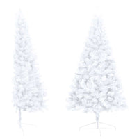 Albero di Natale a Metà Preilluminato con Palline Bianco 240 cm 3077658