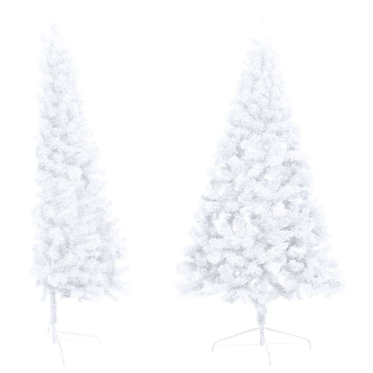 Albero di Natale a Metà Preilluminato con Palline Bianco 240 cm 3077658