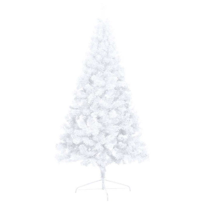 Albero di Natale a Metà Preilluminato con Palline Bianco 240 cm 3077658