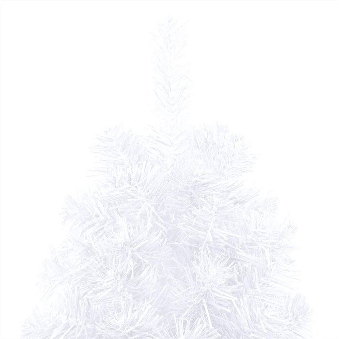 Albero di Natale a Metà Preilluminato con Palline Bianco 240 cm 3077658