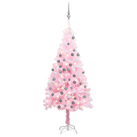 Set Albero Natale Artificiale con LED e Palline Rosa 180 cm PVC  cod mxl 15706