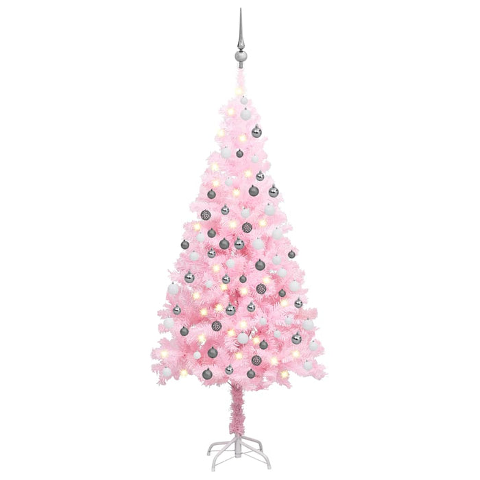 Set Albero Natale Artificiale con LED e Palline Rosa 180 cm PVC  cod mxl 15706