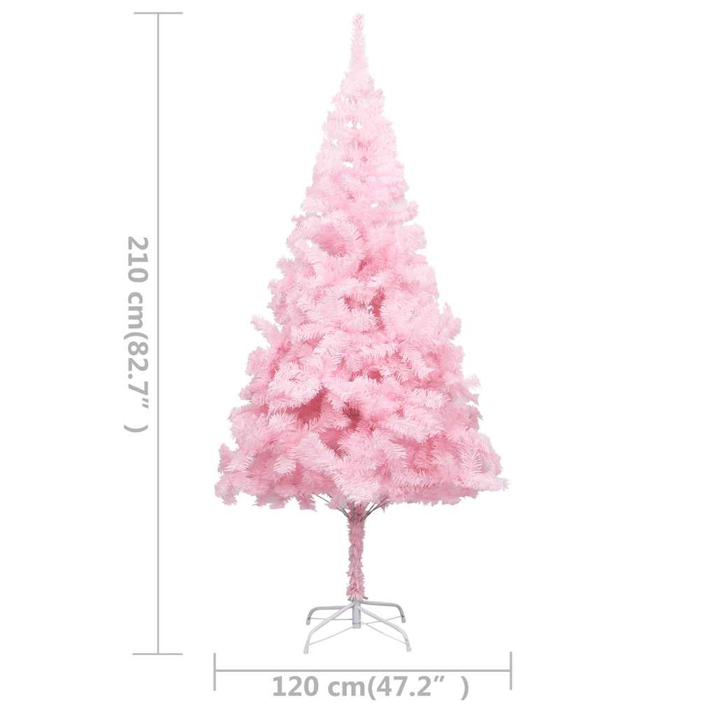 Set Albero Natale Artificiale con LED e Palline Rosa 210 cm PVC  cod mxl 38674