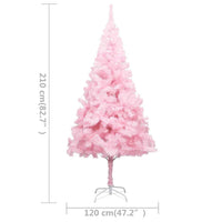 Set Albero Natale Artificiale con LED e Palline Rosa 210 cm PVC  cod mxl 38674