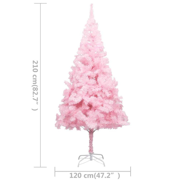Set Albero Natale Artificiale con LED e Palline Rosa 210 cm PVC  cod mxl 38674