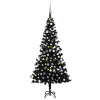 Set Albero Natale Artificiale con LED e Palline Nero 150 cm PVC  cod mxl 15681