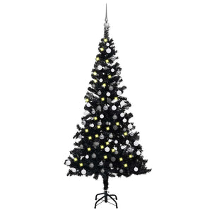Set Albero Natale Artificiale con LED e Palline Nero 150 cm PVC  cod mxl 15681