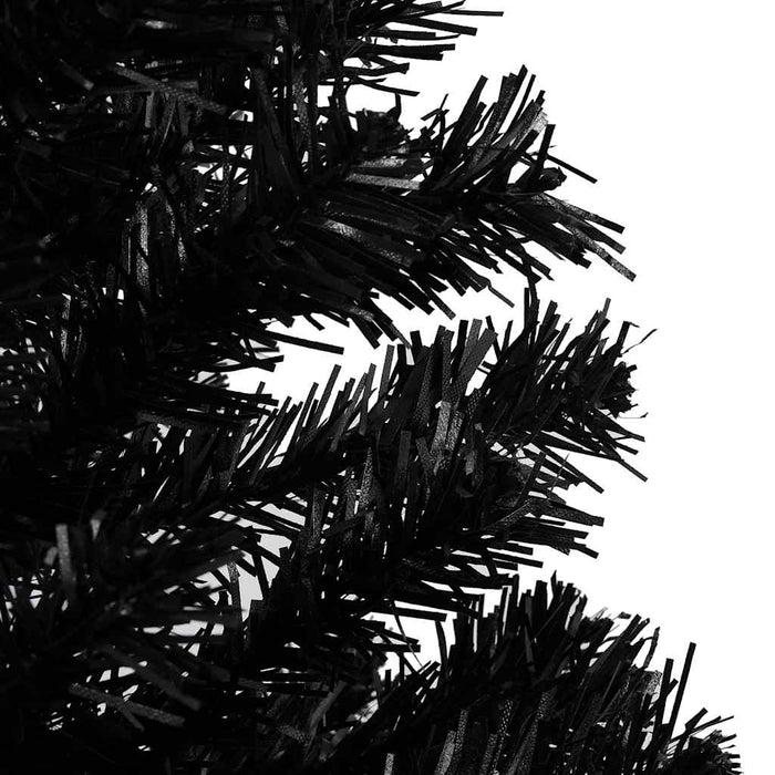Albero di Natale Preilluminato con Palline Nero 150 cm PVC 3077675
