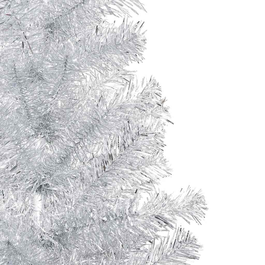 Albero di Natale Preilluminato con Palline Argento 150 cm PET 3077695
