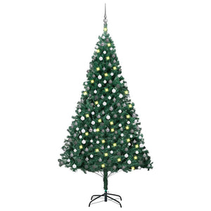 Albero di Natale Preilluminato con Palline Verde 240 cm PVCcod mxl 120776