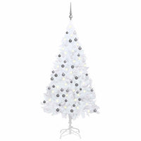 Set Albero Natale Artificiale con LED Palline Bianco 120cm PVC  cod mxl 26254
