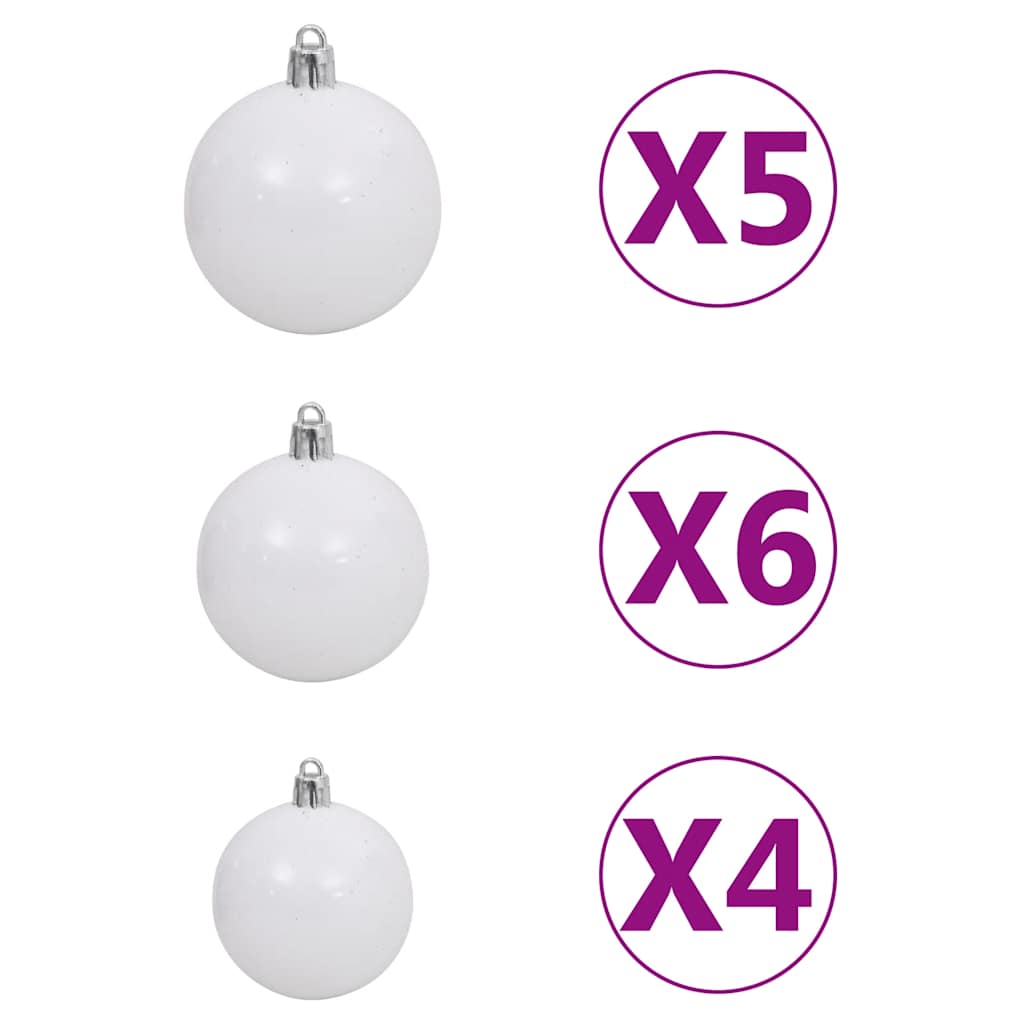 Set Albero Natale Artificiale con LED Palline Bianco 120cm PVC  cod mxl 26254