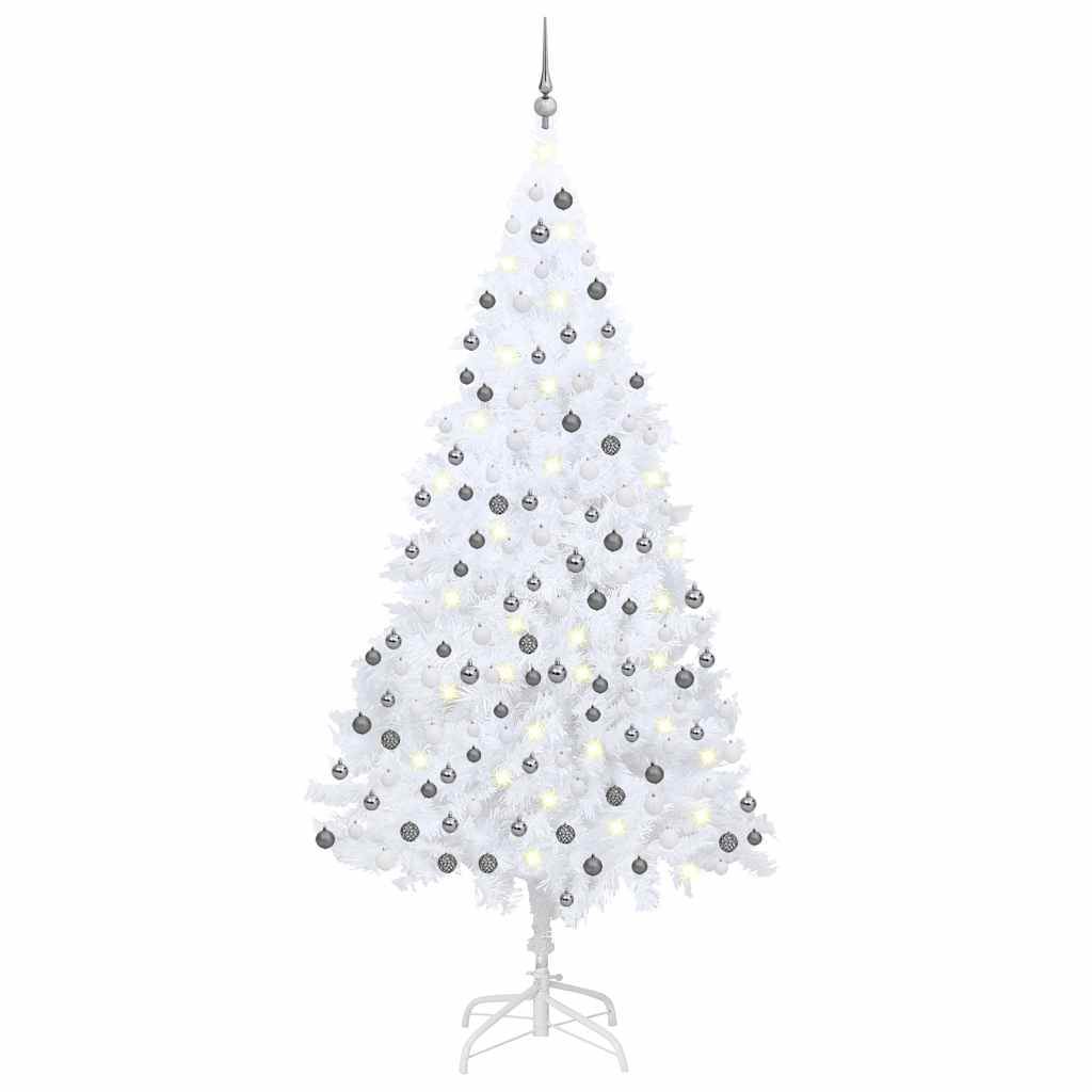 Albero di Natale Preilluminato con Palline Bianco 240 cm PVCcod mxl 96855