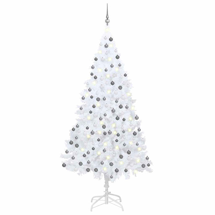 Albero di Natale Preilluminato con Palline Bianco 240 cm PVCcod mxl 96855