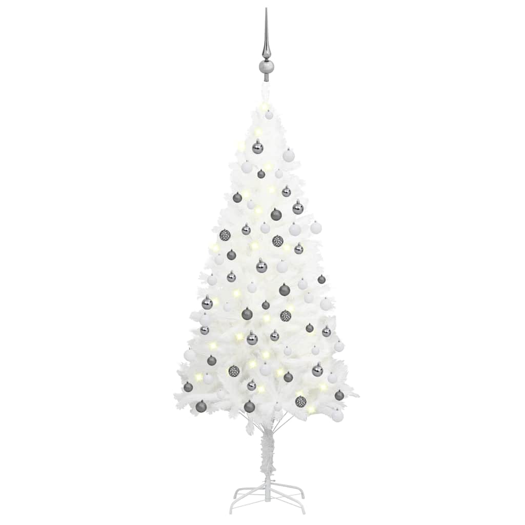 Set Albero Natale Artificiale con LED e Palline Bianco 120 cm  cod mxl 25971