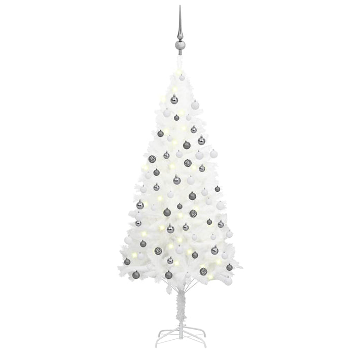 Set Albero Natale Artificiale con LED e Palline Bianco 120 cm  cod mxl 25971