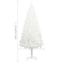 Albero di Natale Preilluminato con Palline Bianco 240 cm PVC 3077722
