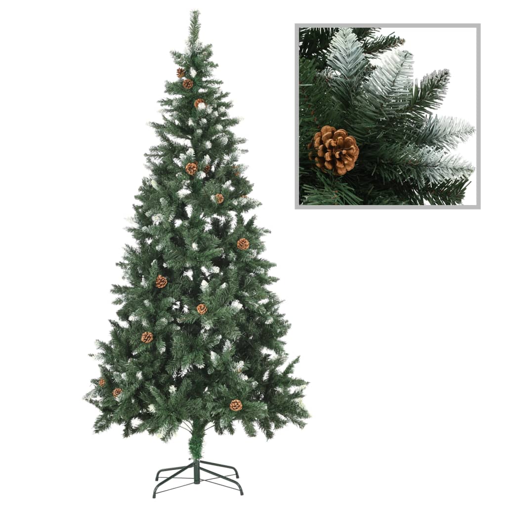Albero di Natale Artificiale Preilluminato con Pigne 210 cm 3077748