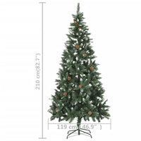 Albero di Natale Artificiale Preilluminato con Pigne 210 cm 3077748