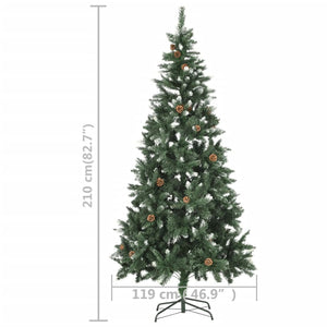 Albero di Natale Artificiale Preilluminato con Pigne 210 cm 3077748