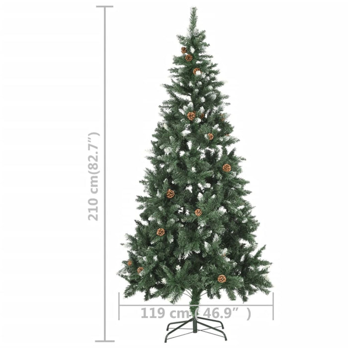 Albero di Natale Artificiale Preilluminato con Pigne 210 cm 3077748