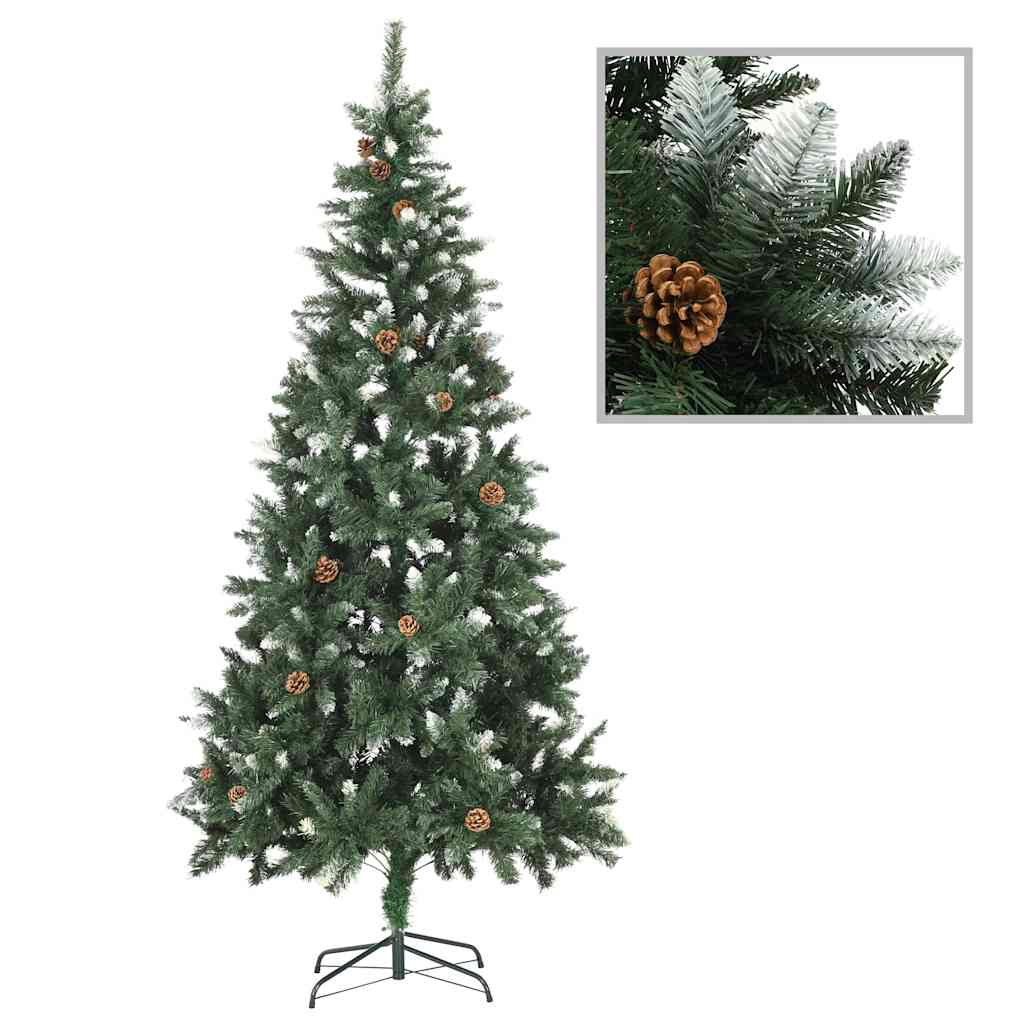 Albero di Natale Preilluminato con Palline e Pigne 210 cm 3077897