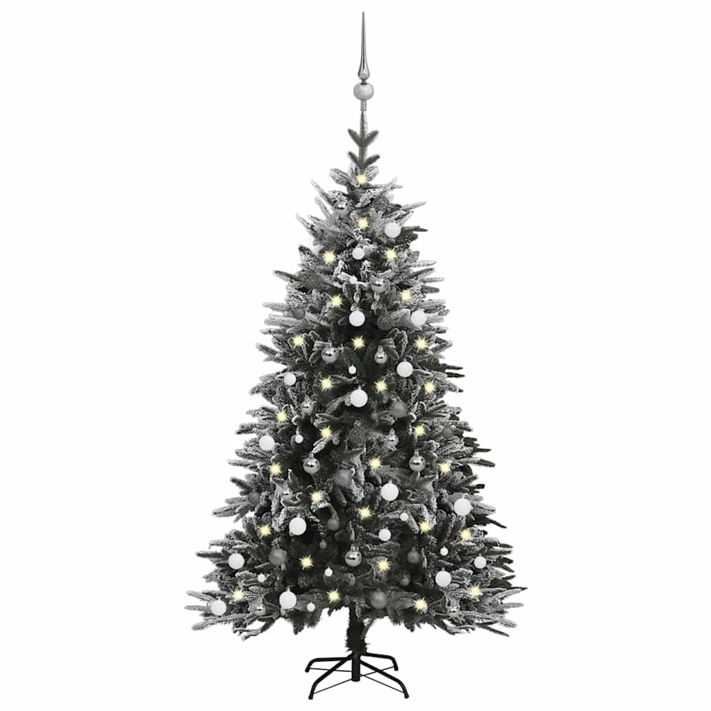 Albero Natale Artificiale con LED Palline e Neve 180cm PVC e PE cod mxl 28102