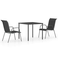 Set da Pranzo per Giardino 3 pz in Acciaio Nero 3073485