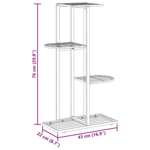 Piedistallo per Piante a 4 Piani 43x22x76 cm in Metallo Nero 336108