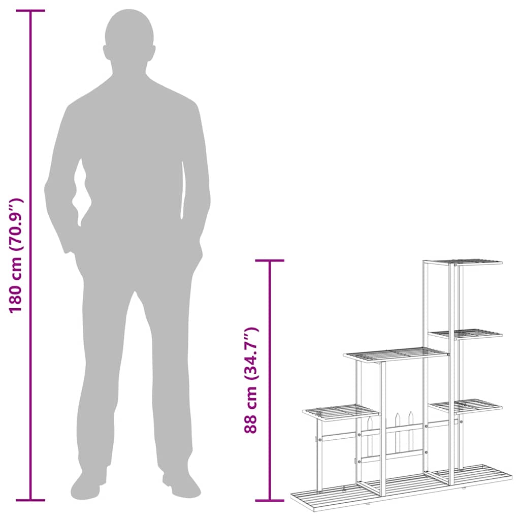 Portapiante 94,5x25x88 cm Nero in Metallo 336112