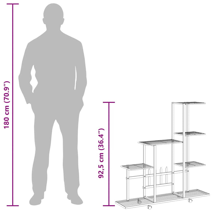 Portapiante con Ruote 94,5x25x92,5 cm Nero in Metallo 336114