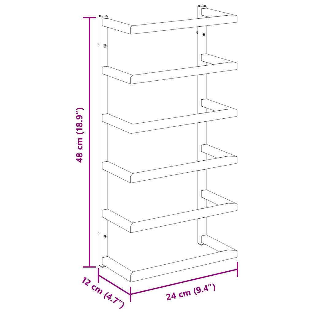 Portasciugamani Bianco 24x12x48 cm in Acciaio 336124