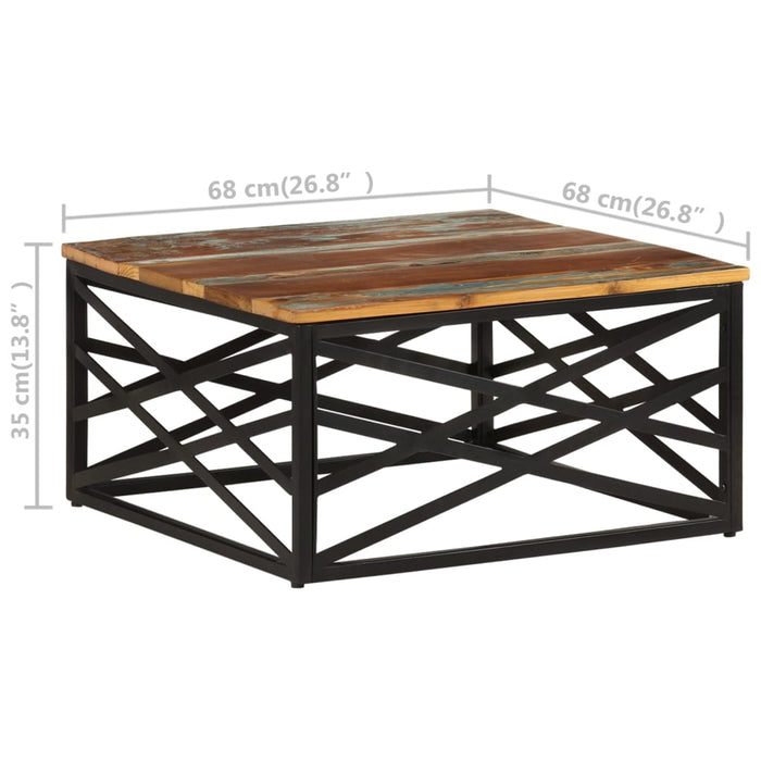 Tavolino da Salotto 68x68x35 cm in Legno Massello di Recupero 330075