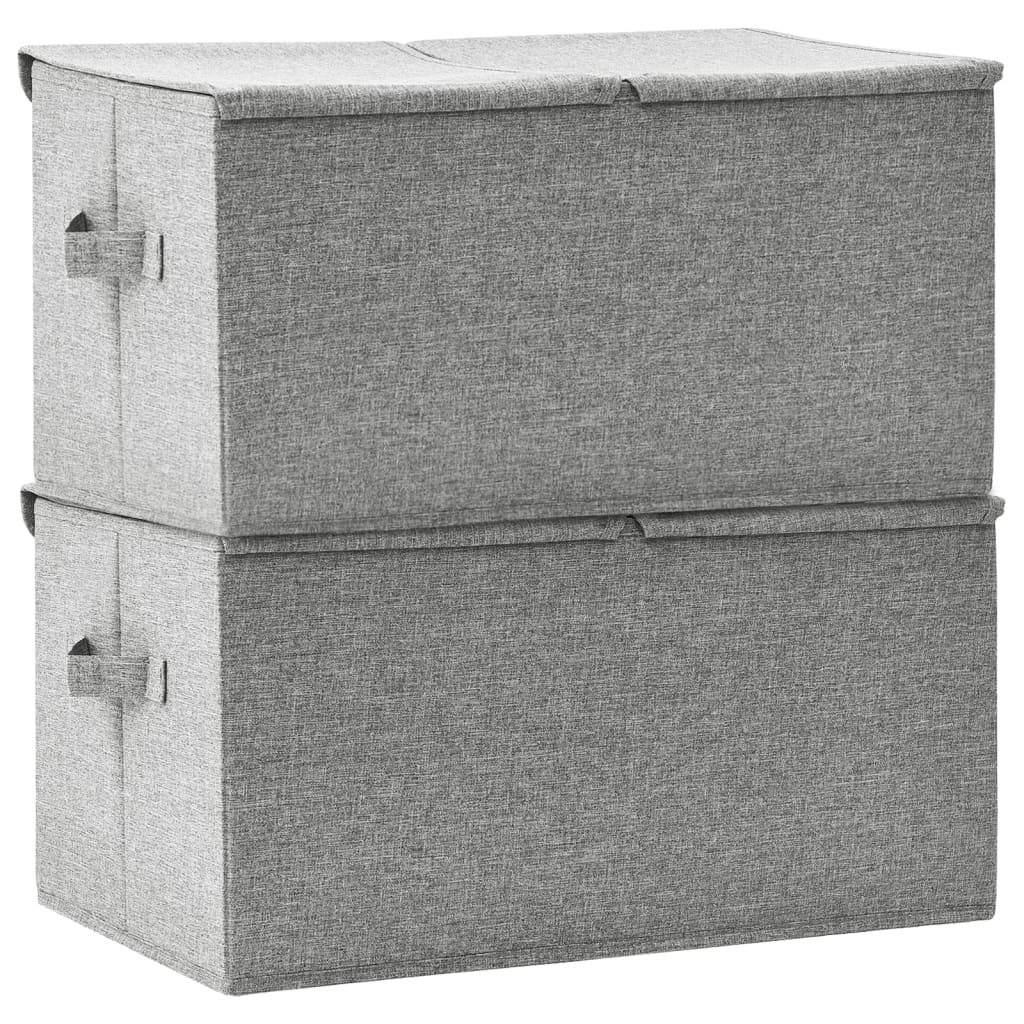 Scatole Portaoggetti 2pz in Tessuto 50x30x25 cm Grigio 332915