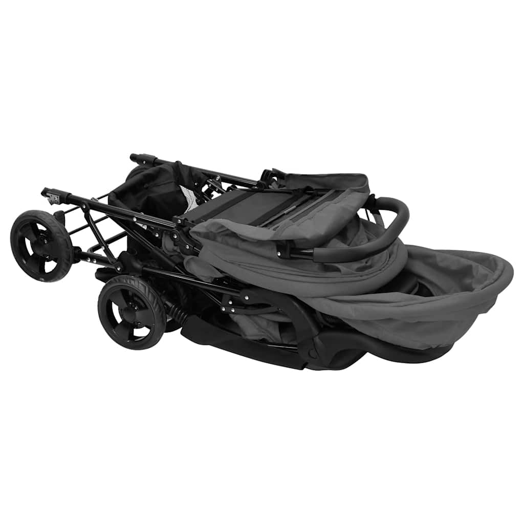 Passeggino Gemellare a Tandem Grigio Scuro in Acciaio 10348