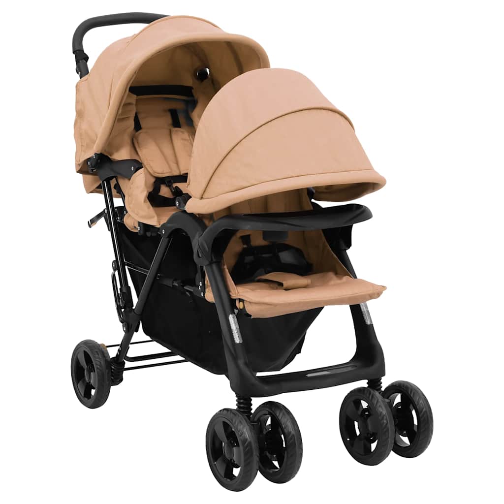 Passeggino Gemellare a Tandem Tortora in Acciaio cod mxl 75583