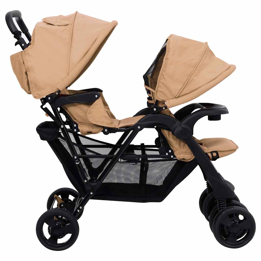 Passeggino Gemellare a Tandem Tortora in Acciaio cod mxl 75583