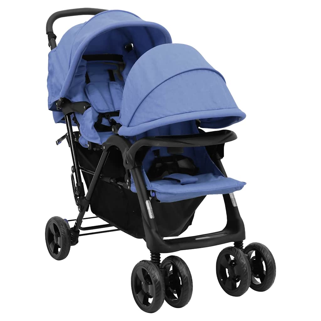 Passeggino Gemellare a tandem Blu Marino in Acciaio cod mxl 62740