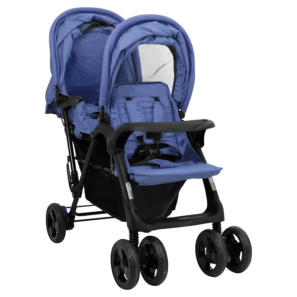 Passeggino Gemellare a tandem Blu Marino in Acciaio cod mxl 62740